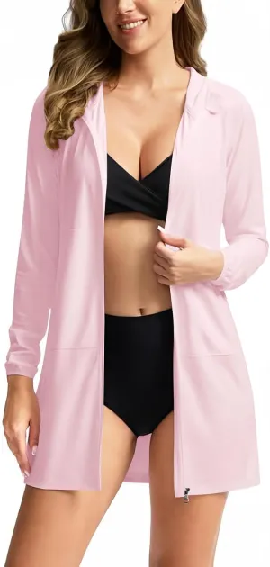 Stylish Crew Neck Sun Protective Suits for Women Lounge Pure Color Zipper Long Sleeve with Pockets Outfits Commuting