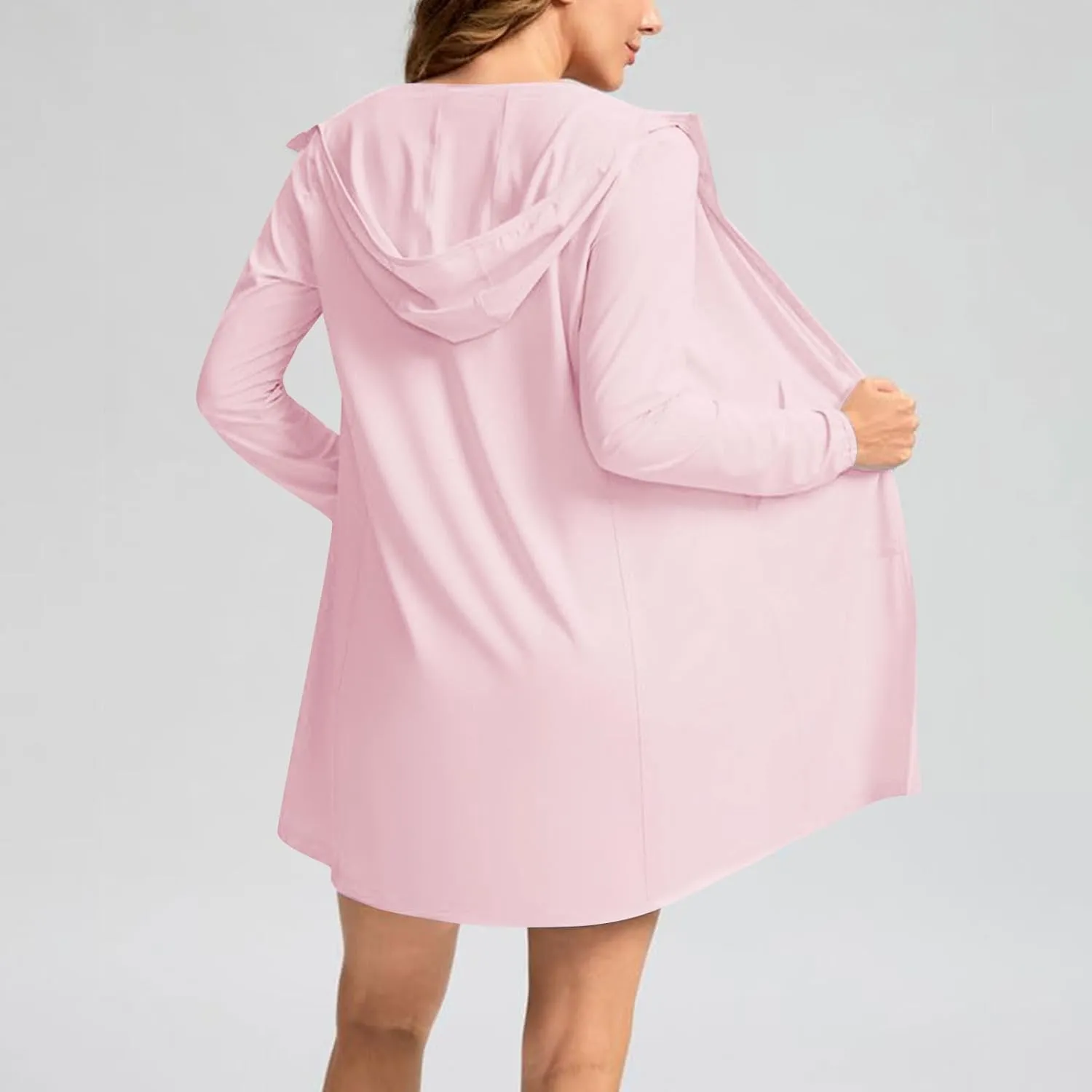 Stylish Crew Neck Sun Protective Suits for Women Lounge Pure Color Zipper Long Sleeve with Pockets Outfits Commuting