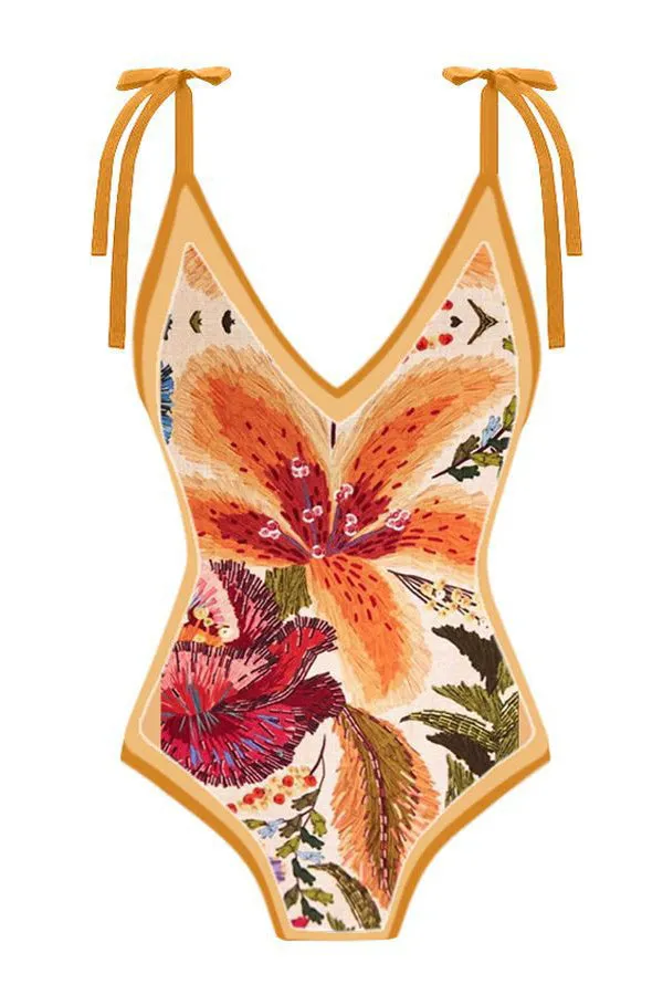 Stylish Slim One-Piece Swimsuit & Cover-Up Skirt Set