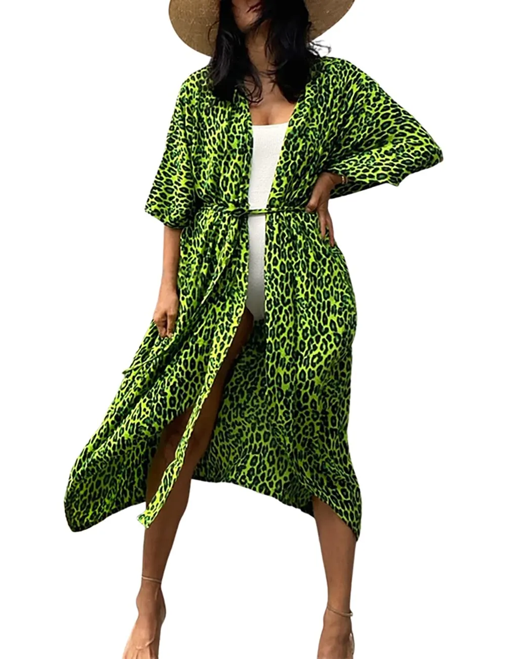 Stylish Tie Dye Open Front Long Kimono Swimsuit Cover up for Women