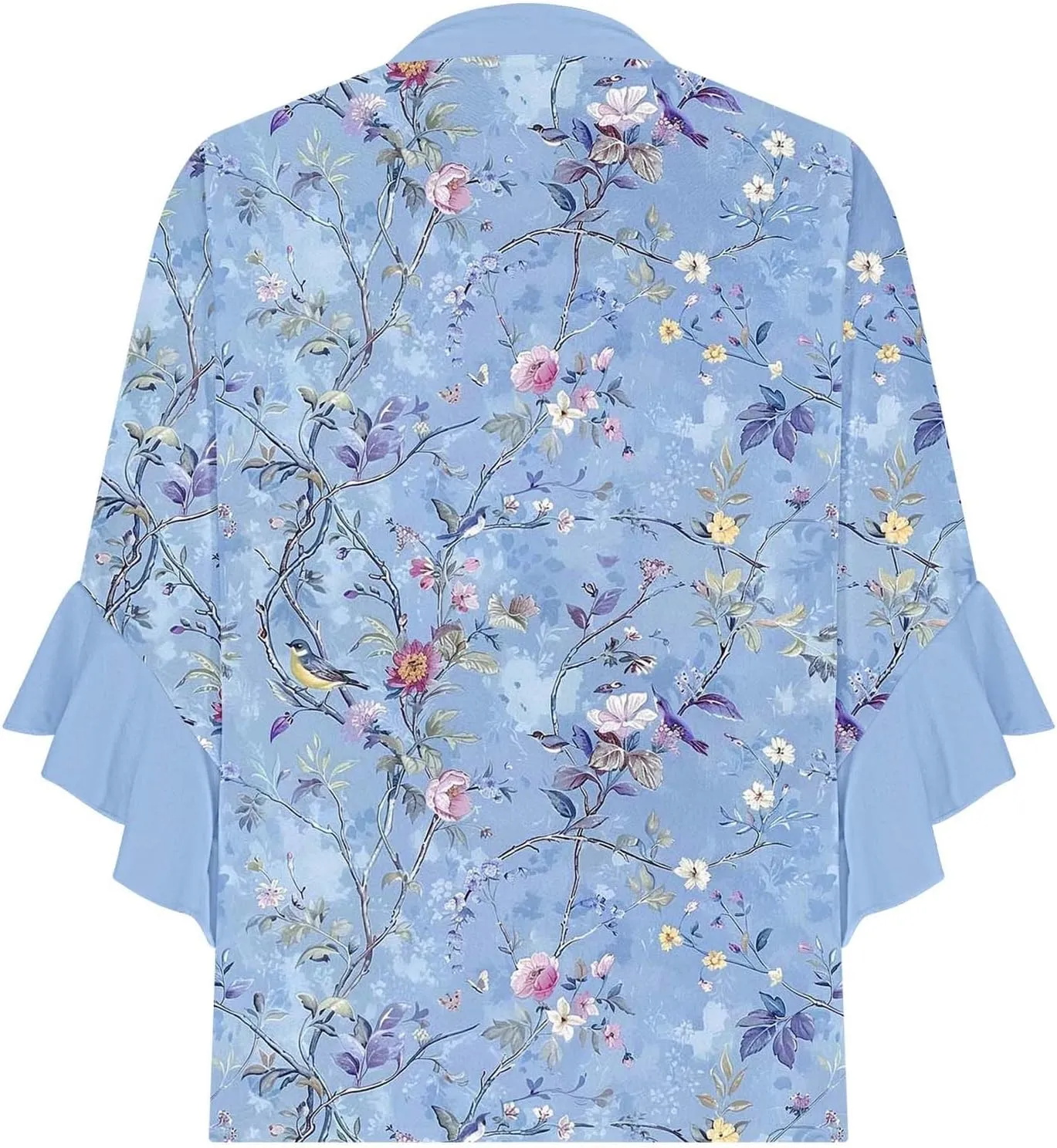 Summer Floral Tops for Women 3/4 Lenght Bell Sleeve Shirts Loose Fit Tunic Top Sexy V Neck Button Down T Shirts 2025