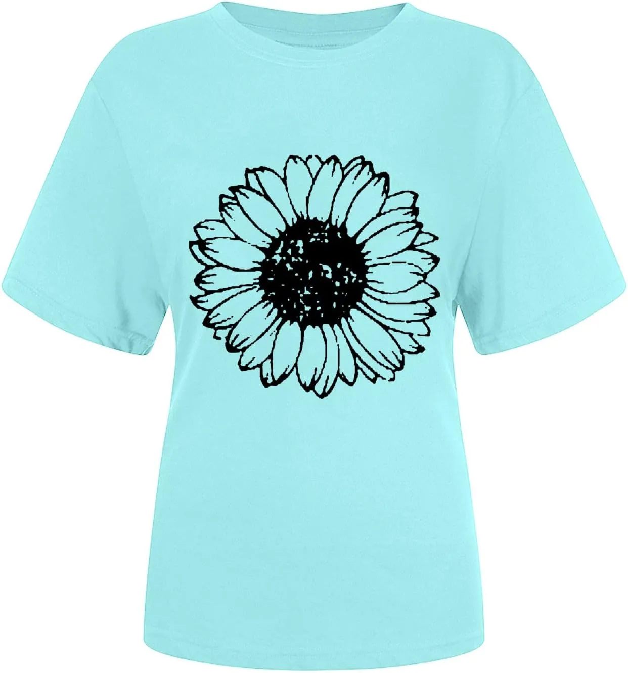 Summer Short Sleeve Tops for Women Funny Oversized Floral Print Loose T Shirts Casual Crewneck Soft Tees