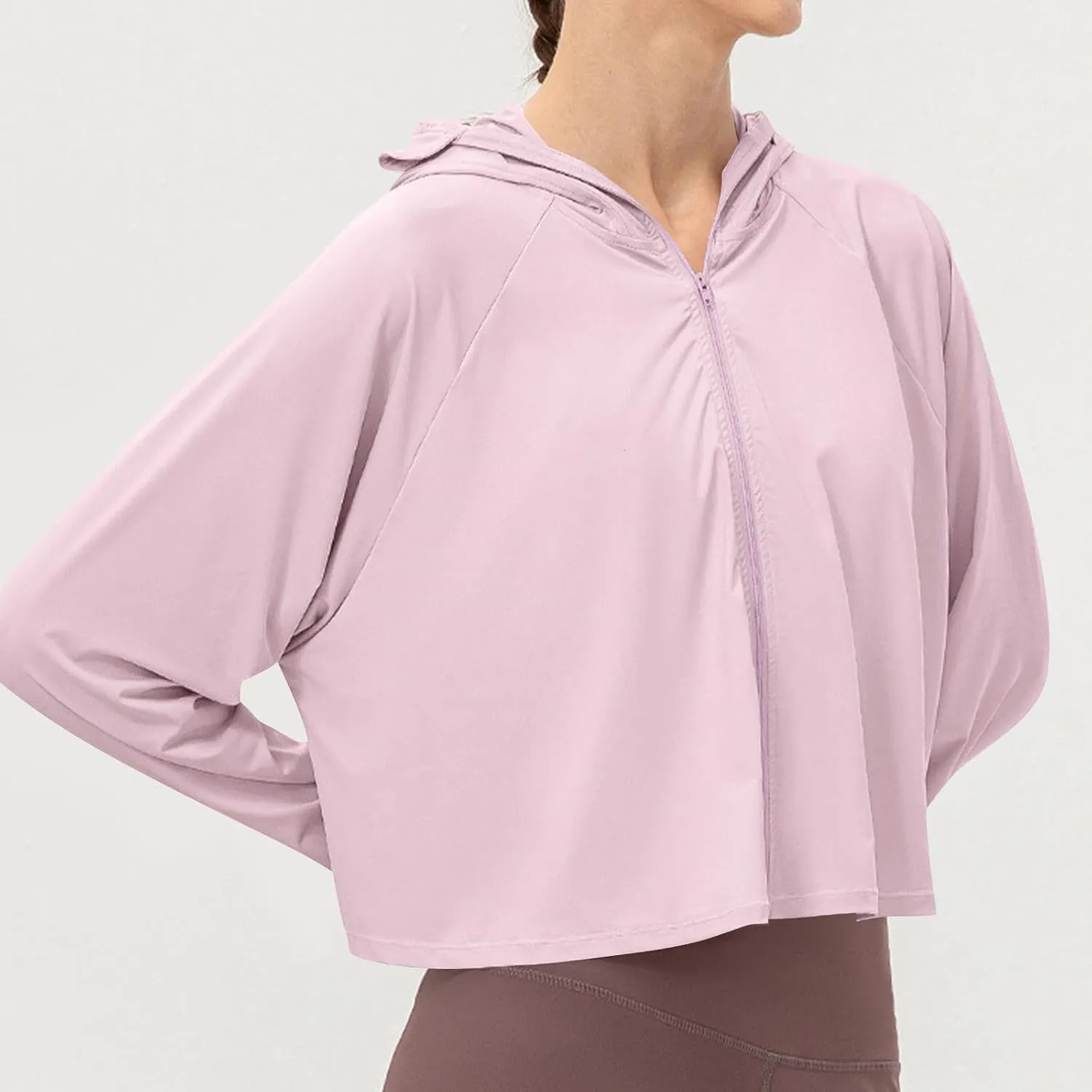 Sun Protection Hooded Shirt for Women Long Sleeve Outdoor Athletic Hiking Running Sun Summer Shirts with Thumb Holes