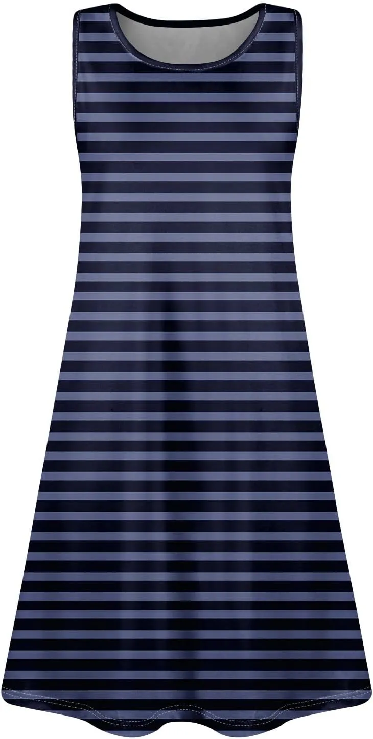 Sundresses for Women Midi Casual Floral Boho Beach Dress Summer Vacation Plus Size Summer Tank Dress