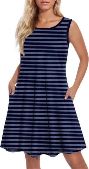 Sundresses for Women Midi Casual Floral Boho Beach Dress Summer Vacation Plus Size Summer Tank Dress