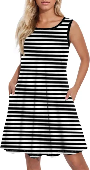 Sundresses for Women Midi Casual Floral Boho Beach Dress Summer Vacation Plus Size Summer Tank Dress