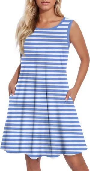 Sundresses for Women Midi Casual Floral Boho Beach Dress Summer Vacation Plus Size Summer Tank Dress