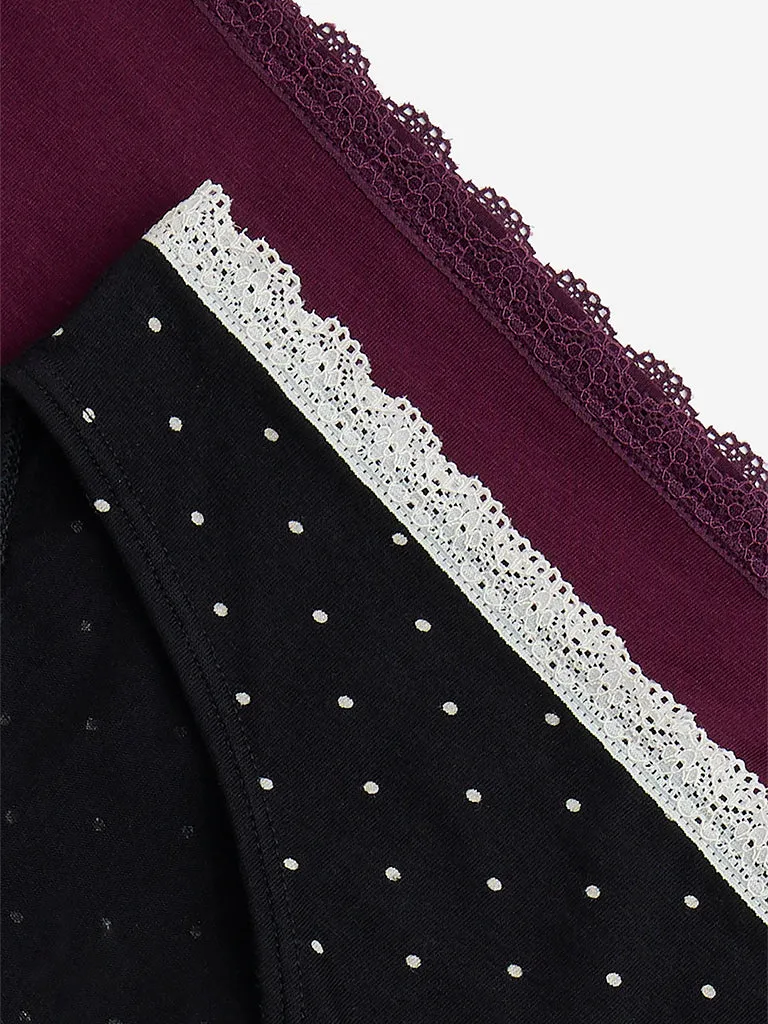 Superstar Black Printed Cotton-Blend Briefs - Pack of 2