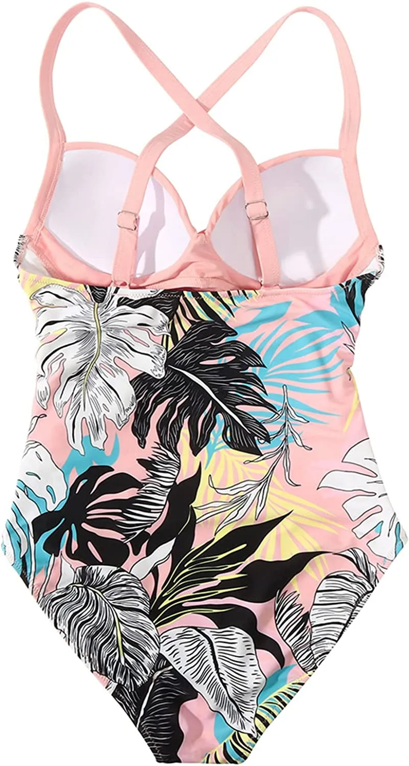 SUUKSESS Women Wrap Cut Out One Piece Swimsuit High Waisted Monokini Bathing Suit