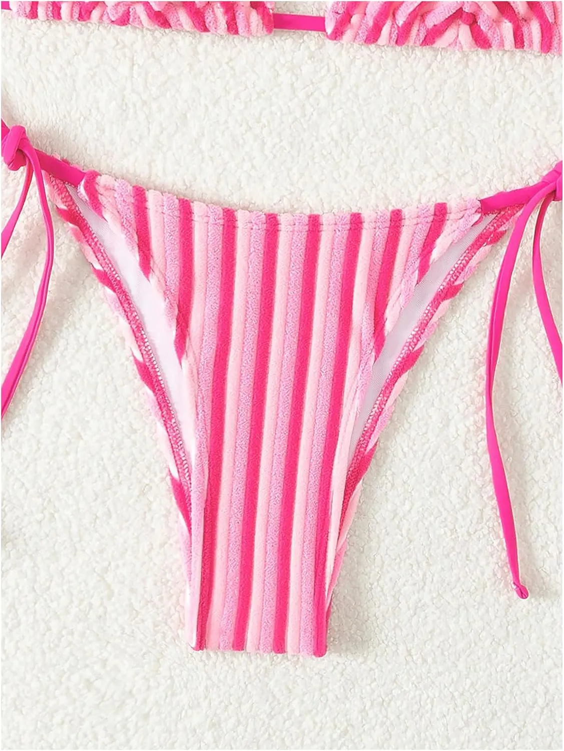 SweatyRocks Women's 2 Piece Triangle Bathing Suit Halter Top ​Tie Side Thong Bikini Swimsuits