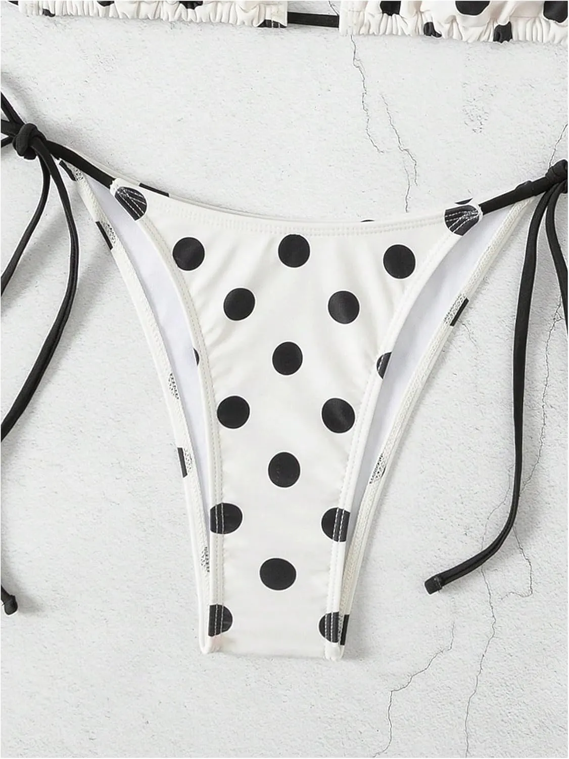 SweatyRocks Women's 2 Piece Triangle Bathing Suit Halter Top ​Tie Side Thong Bikini Swimsuits