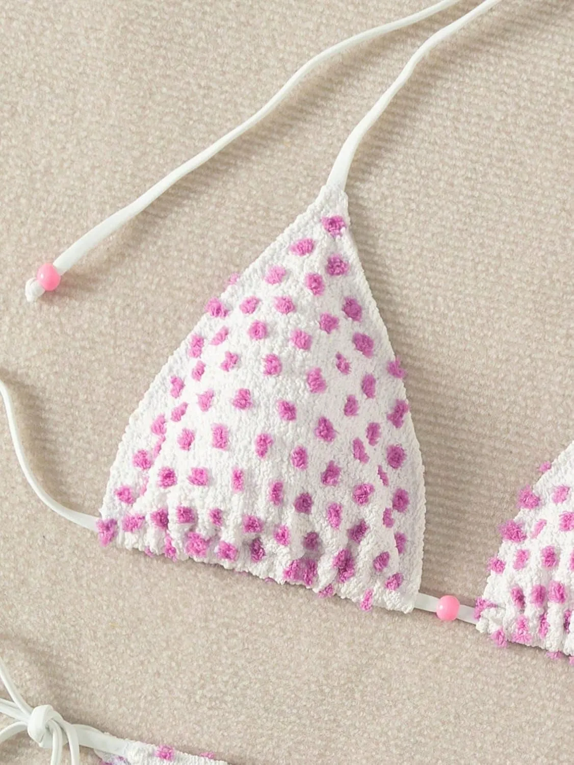 SweatyRocks Women's 2 Piece Triangle Bathing Suit Halter Top ​Tie Side Thong Bikini Swimsuits