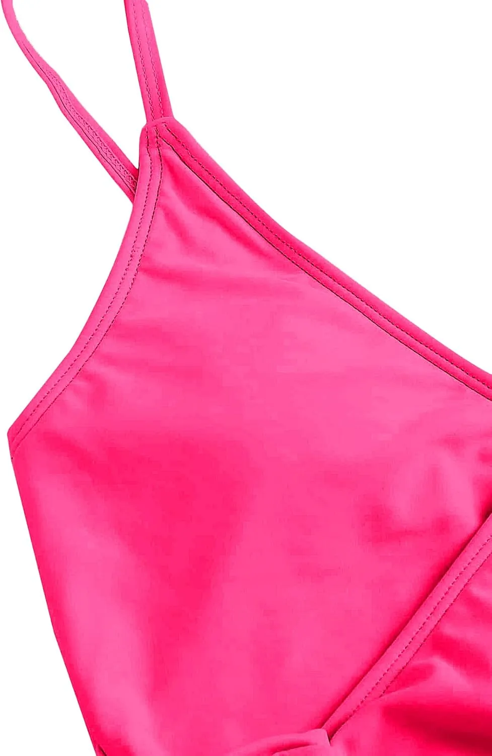 SweatyRocks Women's Two Pieces Swimsuit Solid Color Tie Side Top High Waisted Bikini Set