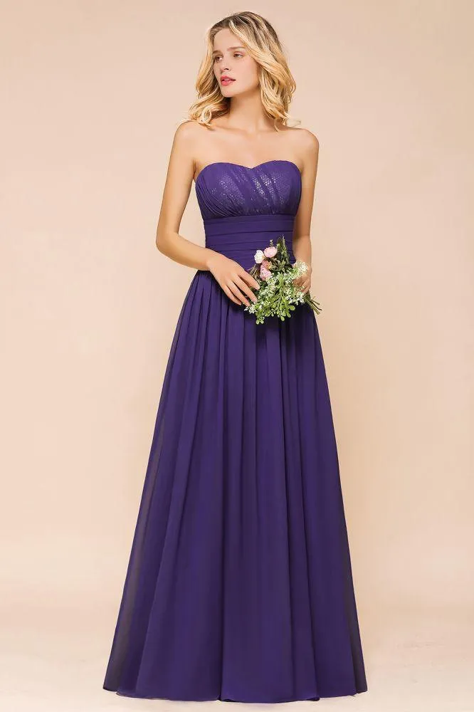 Sweetheart Chiffon Garden Bridesmaid Dress Strapless Party Dress