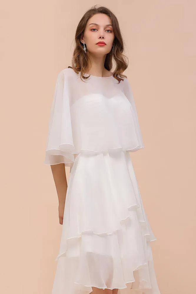 Sweetheart Mini Chiffon Dress with Wraps Simple Beach Bridesmaid Dress for Bride