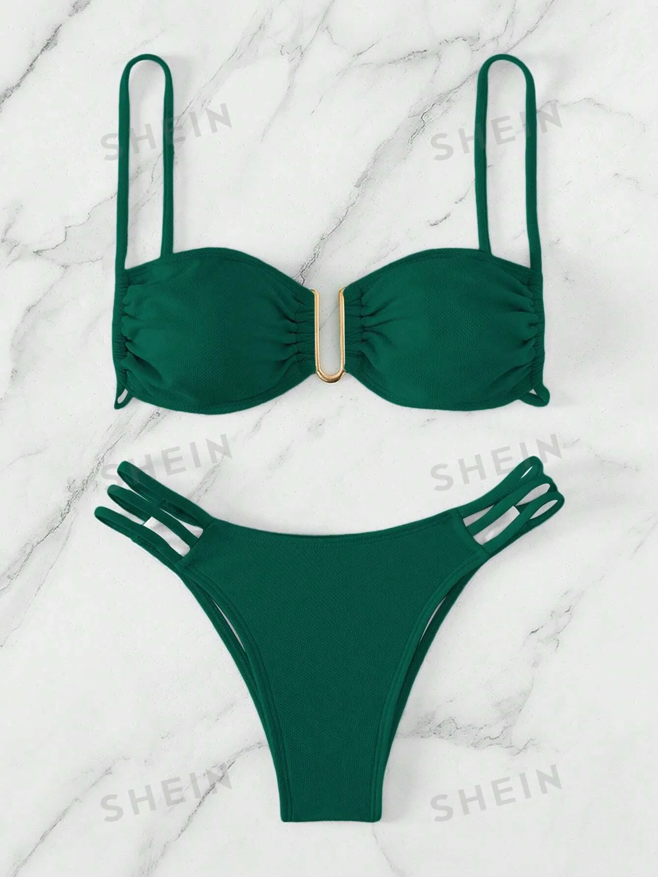 Swim Summer Beach Plain Cut-Out Bikini Set
