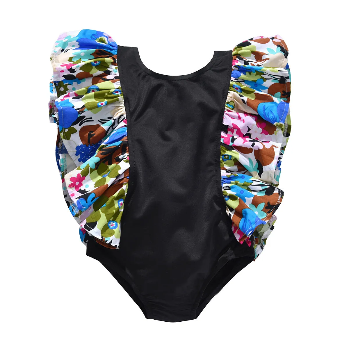 Swimsuit  children's swimwear European girls floral printed swimwear girls fly sleeve one-piece swimwear
