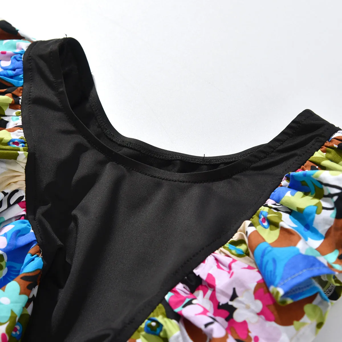 Swimsuit  children's swimwear European girls floral printed swimwear girls fly sleeve one-piece swimwear