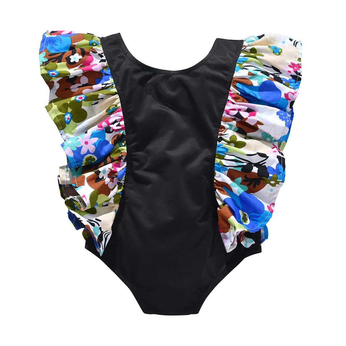 Swimsuit  children's swimwear European girls floral printed swimwear girls fly sleeve one-piece swimwear