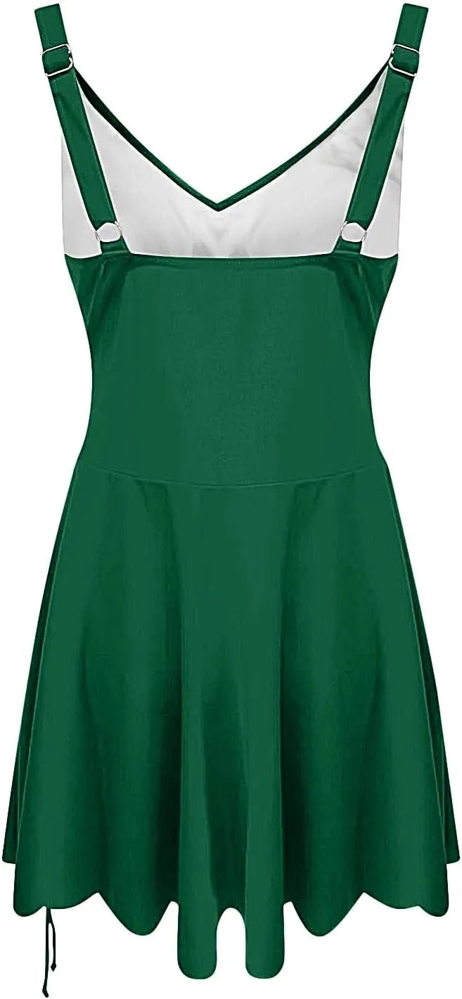Swimsuits for Women V Neck 1 Piece Swimdress Tummy Control Swimsuit Swim Dress with Skirt Twist Front Bathing Suits