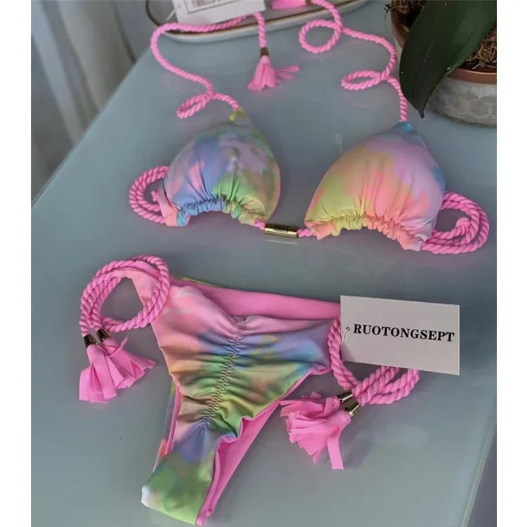 Tanga Bikini Set Badeanzüge Sexy Badeanzüge Bikinis Dreieck Bandage