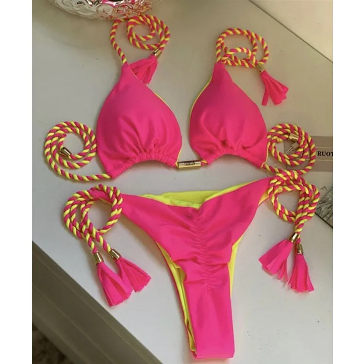 Tanga Bikini Set Badeanzüge Sexy Badeanzüge Bikinis Dreieck Bandage