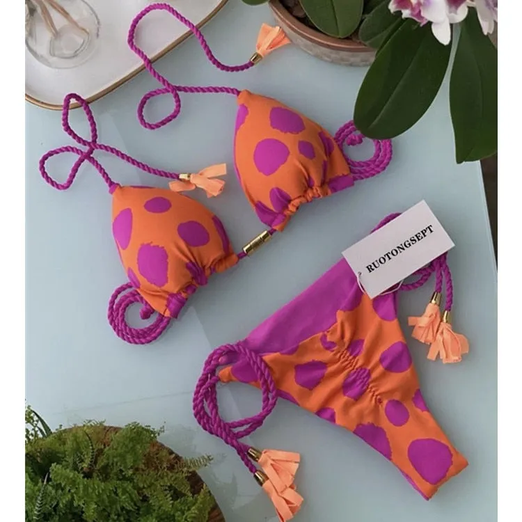 Tanga Bikini Set Badeanzüge Sexy Badeanzüge Bikinis Dreieck Bandage
