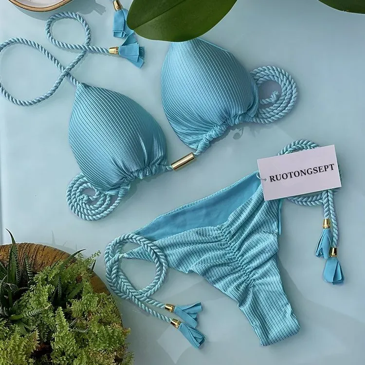 Tanga Bikini Set Badeanzüge Sexy Badeanzüge Bikinis Dreieck Bandage