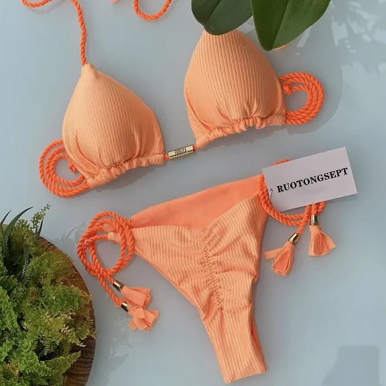 Tanga Bikini Set Badeanzüge Sexy Badeanzüge Bikinis Dreieck Bandage