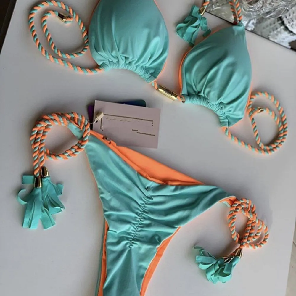Tanga Bikini Set Badeanzüge Sexy Badeanzüge Bikinis Dreieck Bandage