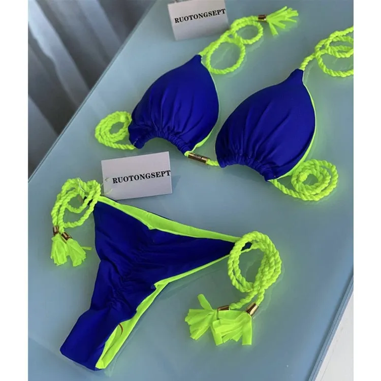 Tanga Bikini Set Badeanzüge Sexy Badeanzüge Bikinis Dreieck Bandage