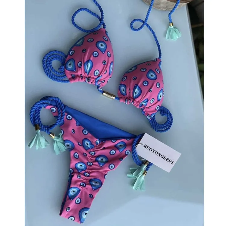 Tanga Bikini Set Badeanzüge Sexy Badeanzüge Bikinis Dreieck Bandage
