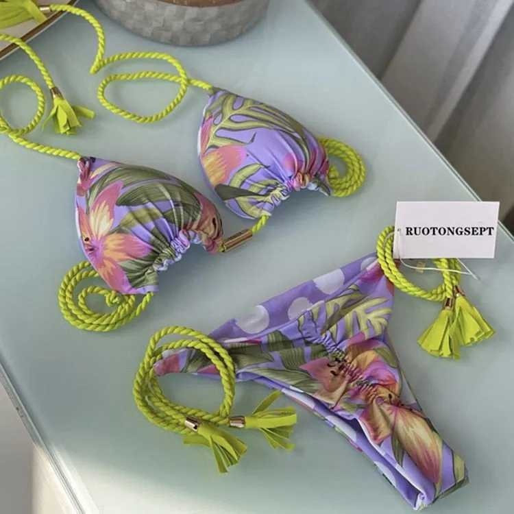 Tanga Bikini Set Badeanzüge Sexy Badeanzüge Bikinis Dreieck Bandage