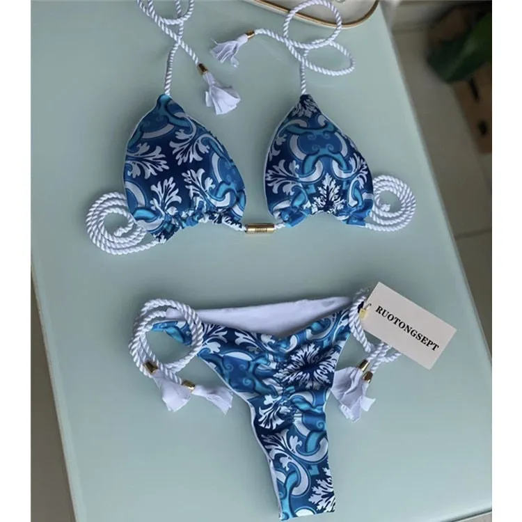 Tanga Bikini Set Badeanzüge Sexy Badeanzüge Bikinis Dreieck Bandage