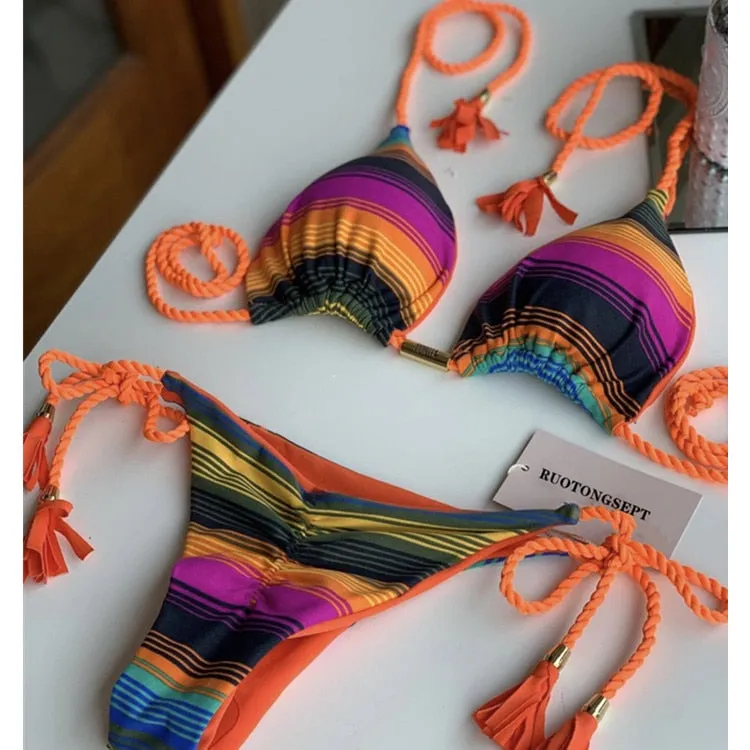 Tanga Bikini Set Badeanzüge Sexy Badeanzüge Bikinis Dreieck Bandage