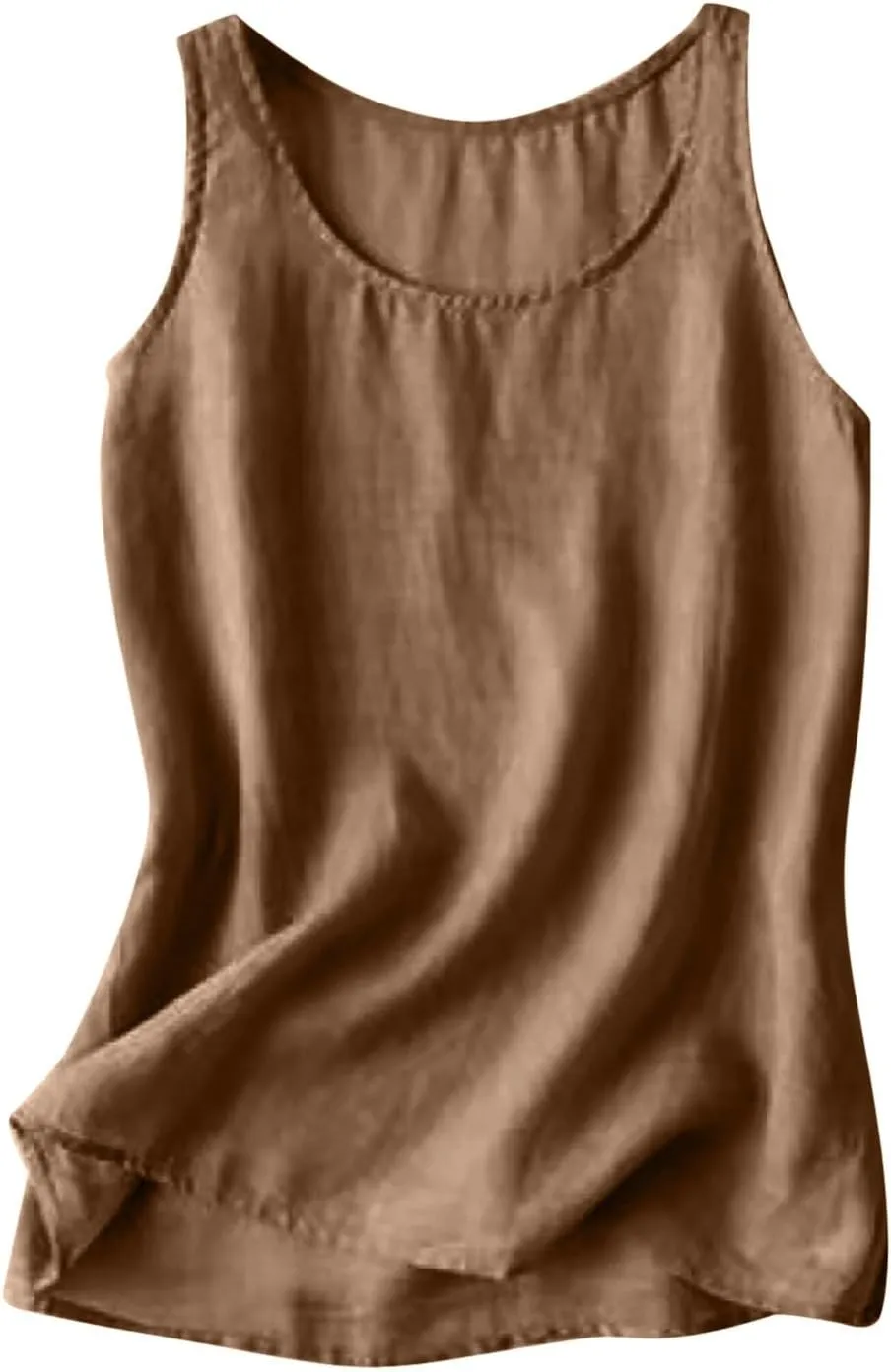Tank Tops for Women Gauze Crewneck Sleeveless Shirts Solid Color Workout Tee Summer Beach Vacation Outfits Clothes