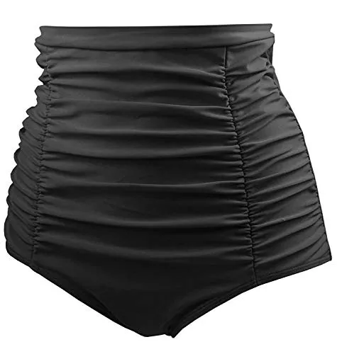 Tankini Briefs Control Tummy Women Bikini Bottoms-Black