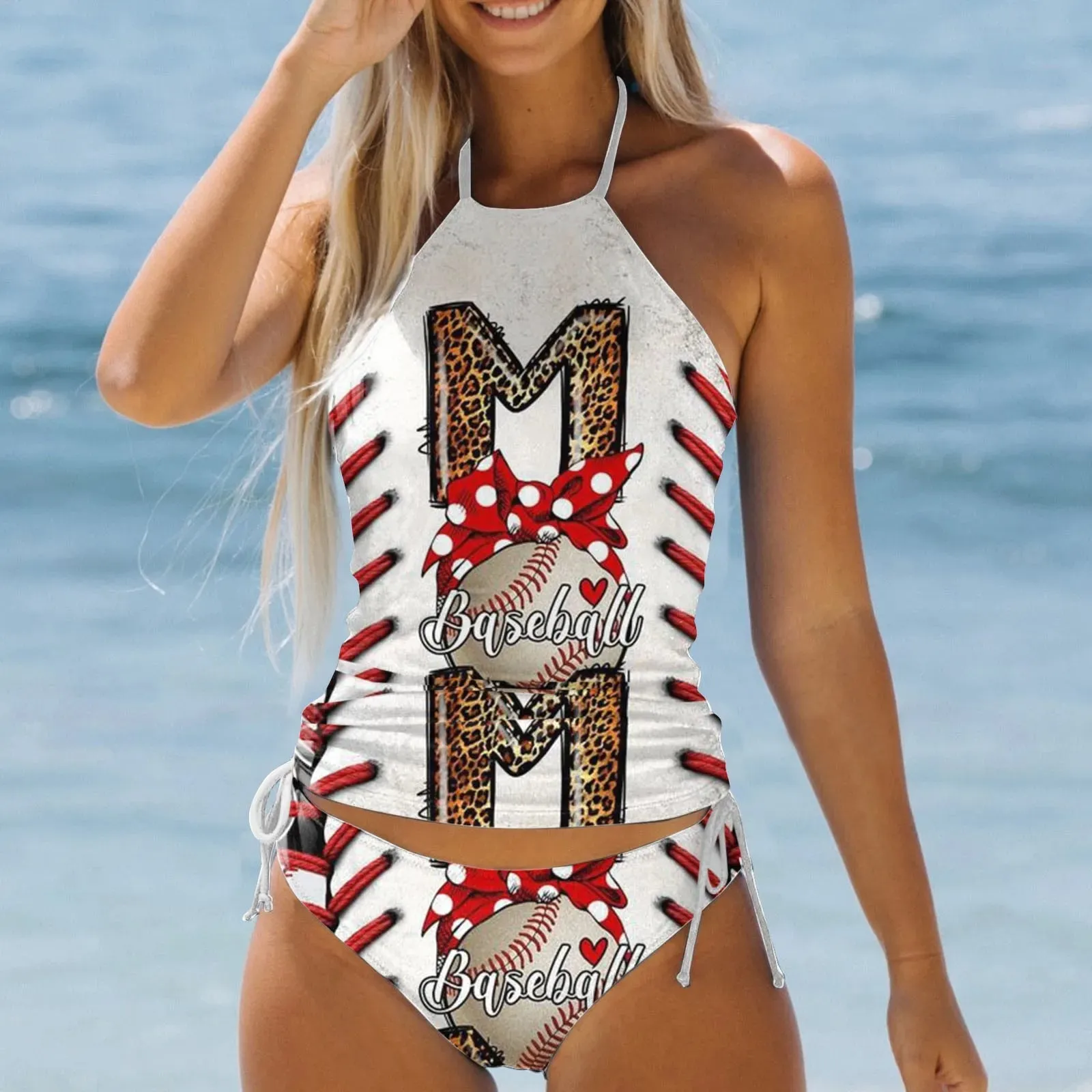 Tankini Monokini Swimwear Bathing Suit Two Pieces Swimsuits Plus Size Printed Tankinis Bikinis Sets