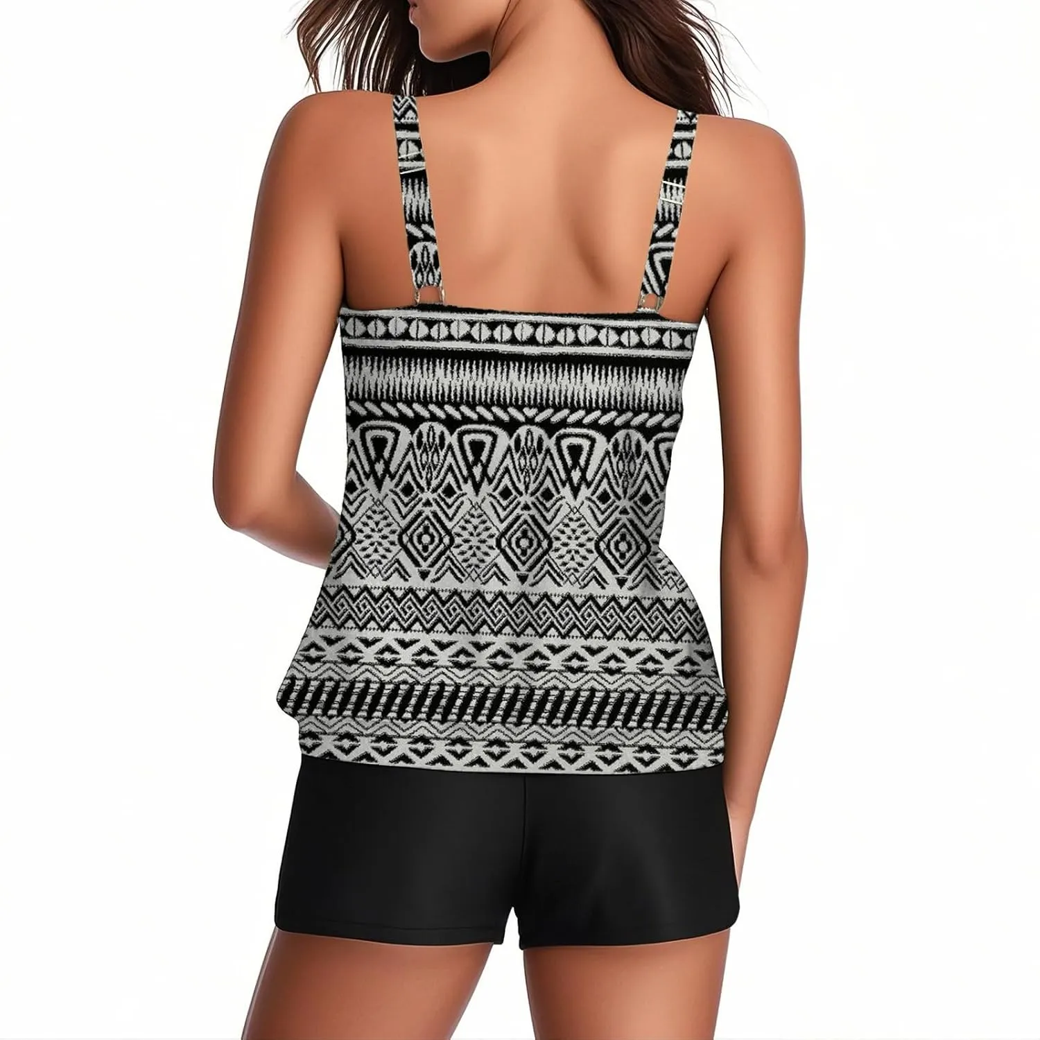 Tankini Swimsuits for Women Tummy Control Blouson Swim Tank Top with Shorts Modest 2 Piece Bathing Suit 2025 Swimwear
