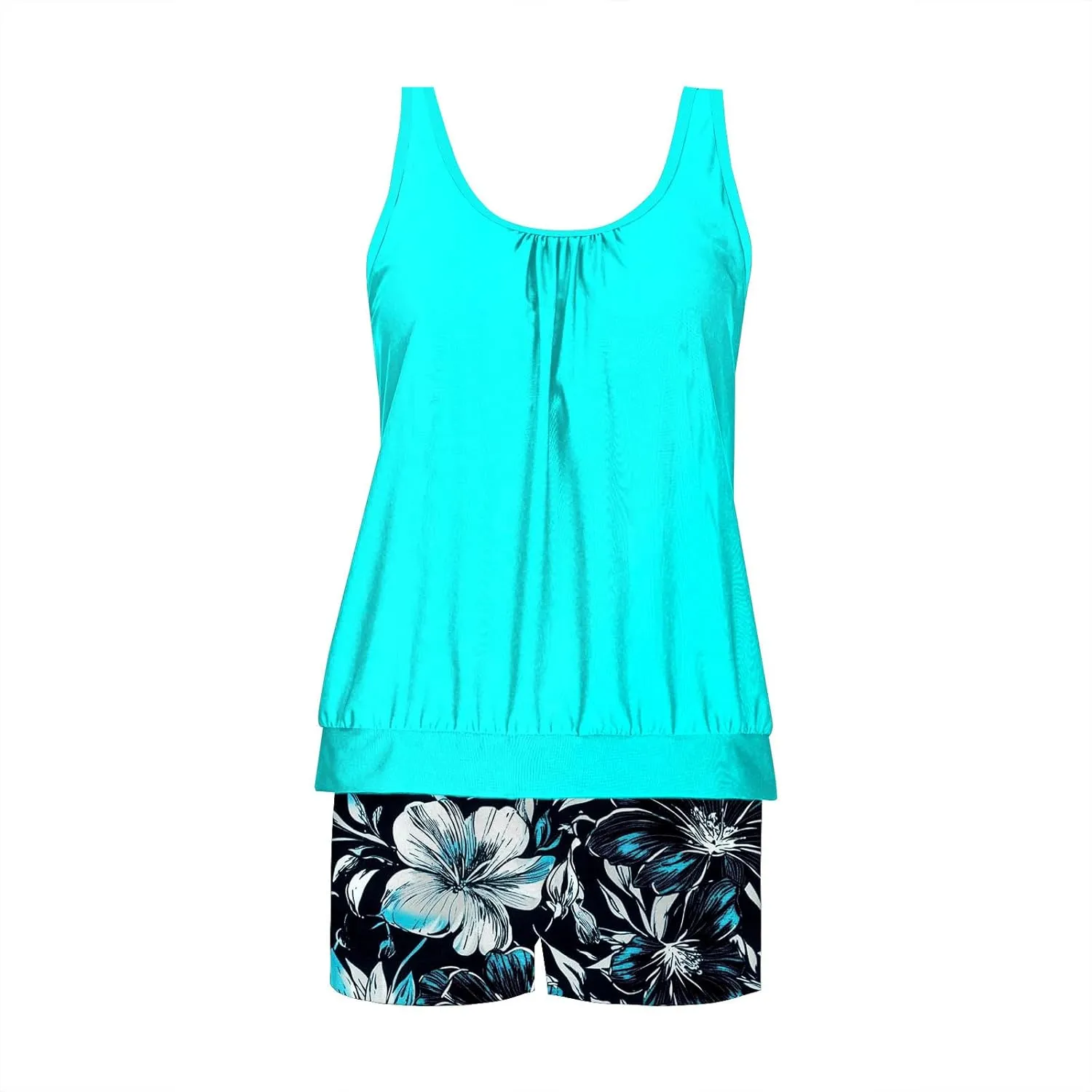 Tankini Swimsuits for Women Tummy Control Blouson Swim Tank Top with Shorts Modest 2 Piece Bathing Suit 2025 Swimwear