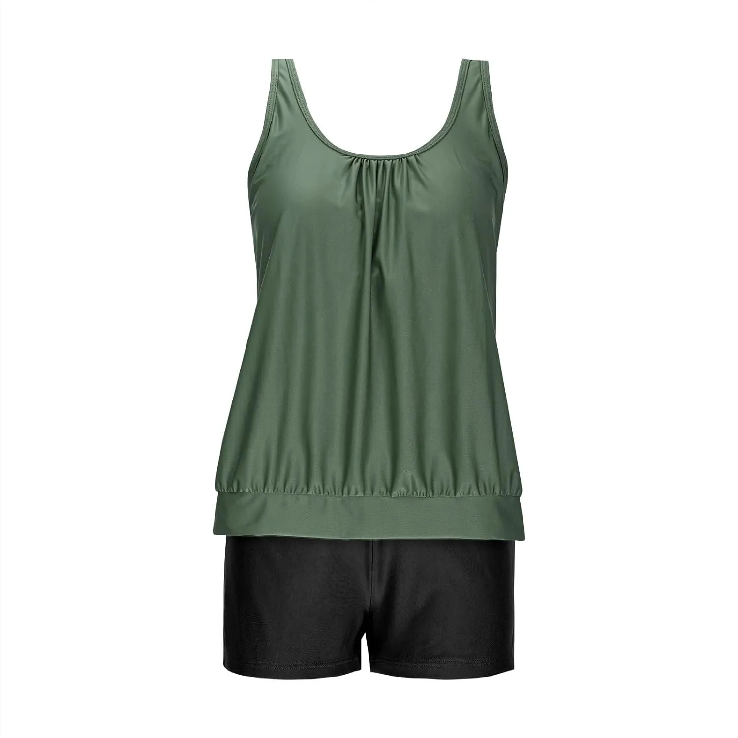 Tankini Swimsuits for Women Tummy Control Blouson Swim Tank Top with Shorts Modest 2 Piece Bathing Suit 2025 Swimwear