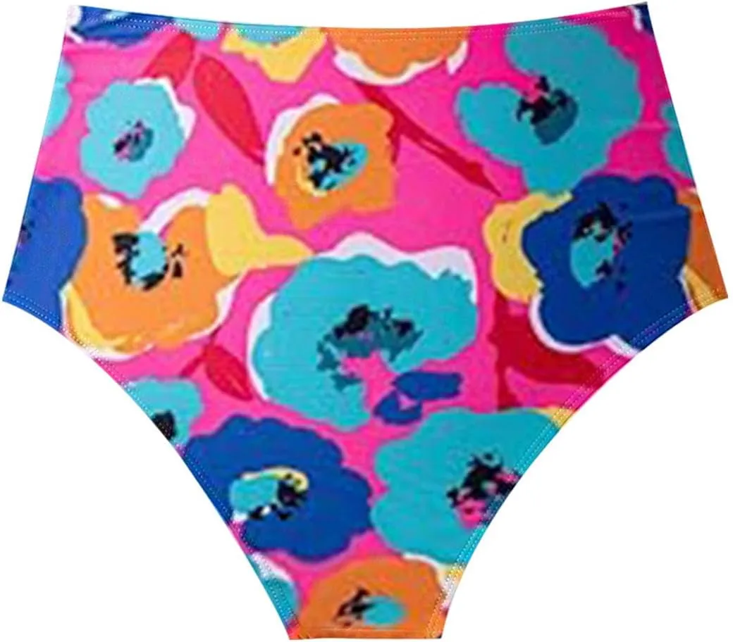 Tankini Swimsuits for Women Two Piece Tummy Control Bathing Suits Ruffle Hem Crop Top and High Waisted Bottom