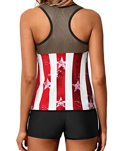 Tankini Swimsuits for Women with Shorts Two Piece Racerback Tank Tops Swimwear