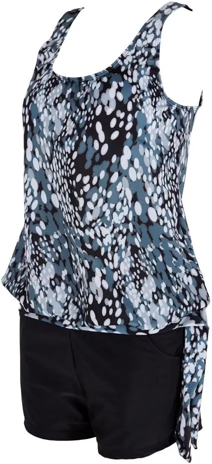 Tankini Swimsuits for Women with Shorts,Tummy Control Bathing Suit for Women Plus Size Modest Swim Tops Swimwear