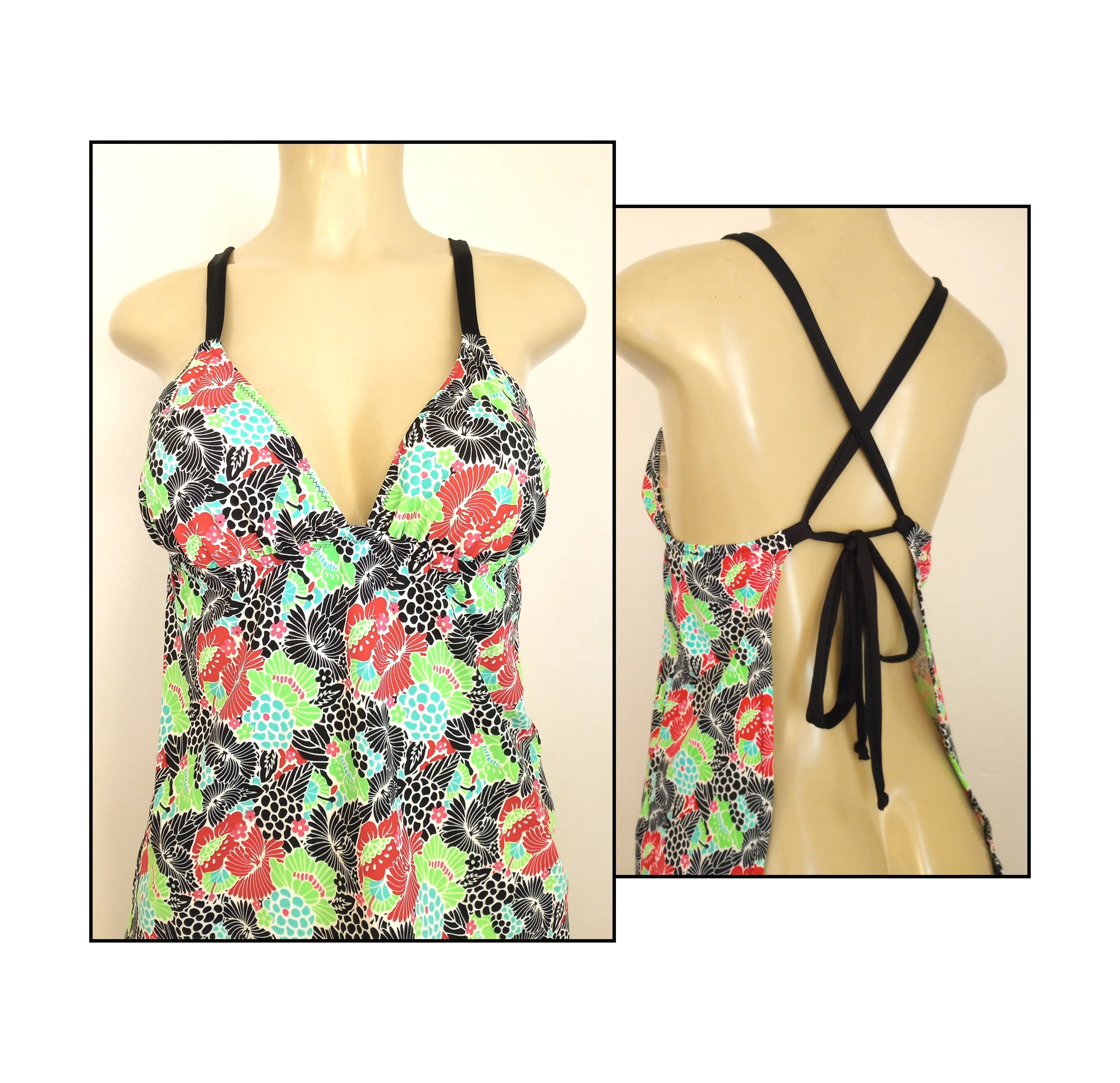 Tankini Tops Tie Apron Crossover Back
