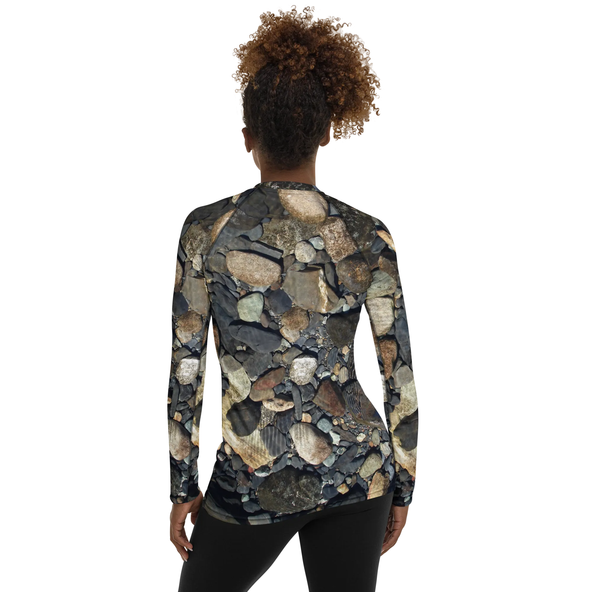 The EARTH LOVE Collection - "Rock Renaissance" Design Luxurious Women's Rash Guard, Sun Protective Clothing, Sports & Fitness Clothing
