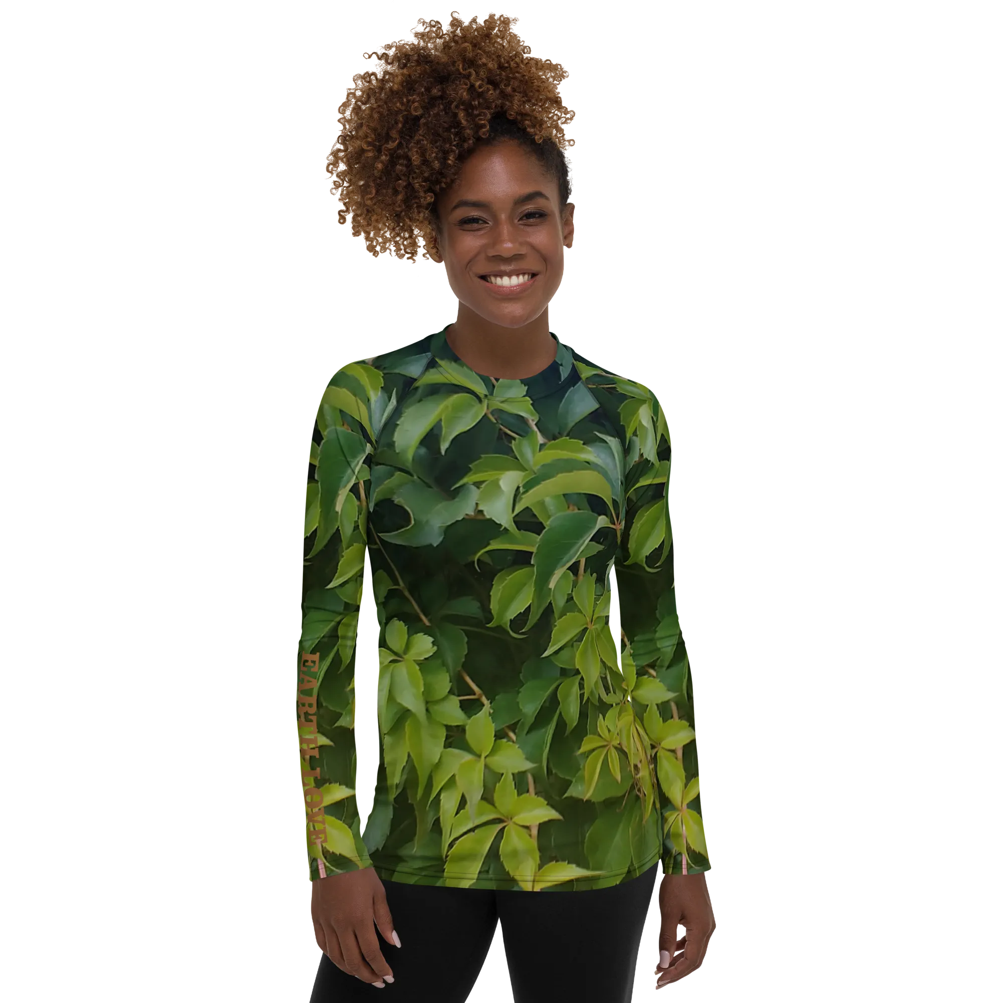 The EARTH LOVE Collection - "Valiant Virginia Creeper" Design Luxurious Women's Rash Guard, Sun Protective Clothing, Sports & Fitness Clothing