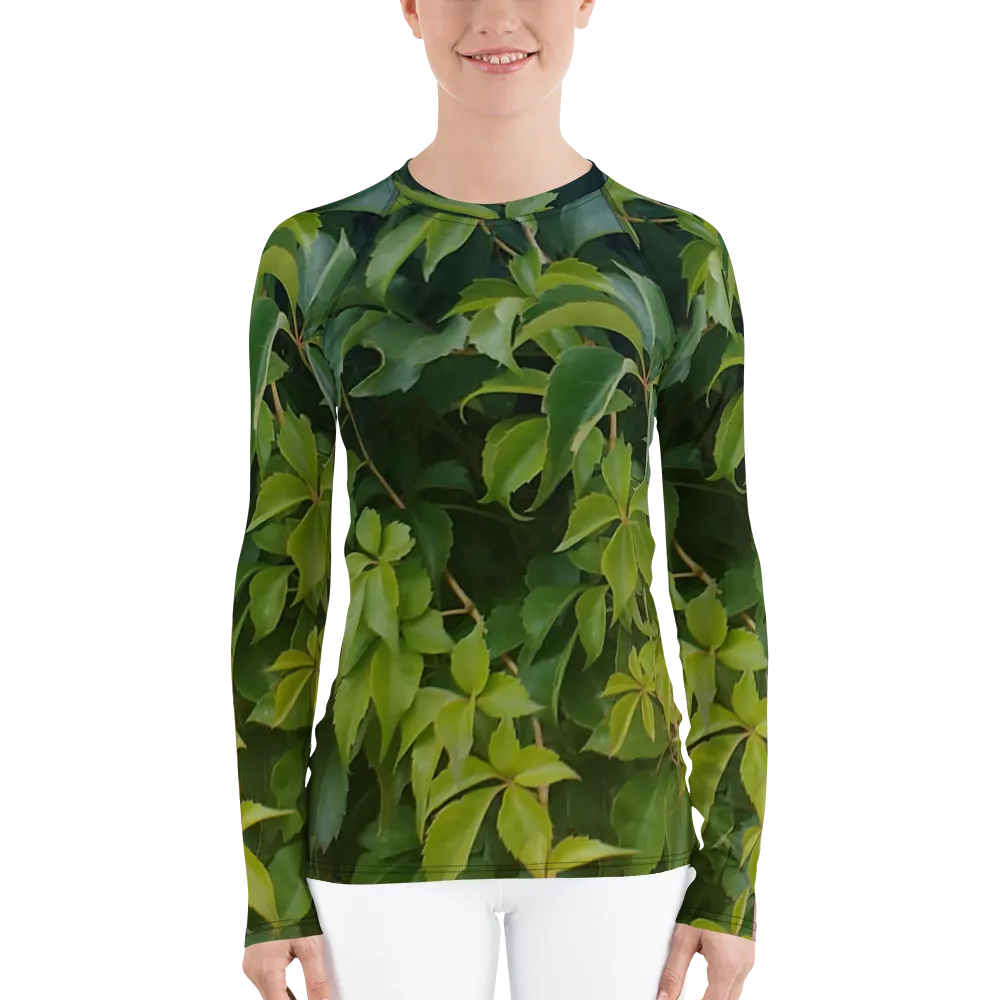 The EARTH LOVE Collection - "Valiant Virginia Creeper" Design Luxurious Women's Rash Guard, Sun Protective Clothing, Sports & Fitness Clothing