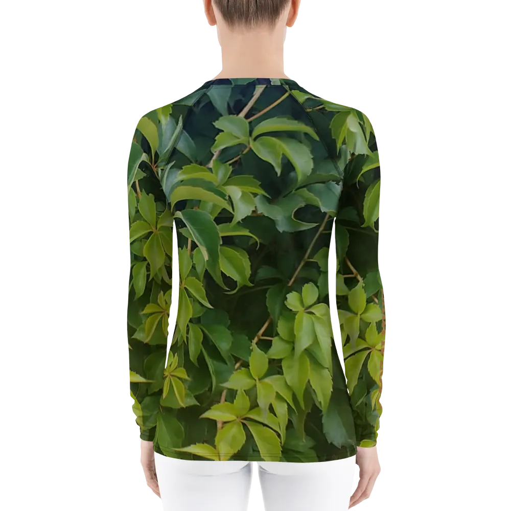 The EARTH LOVE Collection - "Valiant Virginia Creeper" Design Luxurious Women's Rash Guard, Sun Protective Clothing, Sports & Fitness Clothing