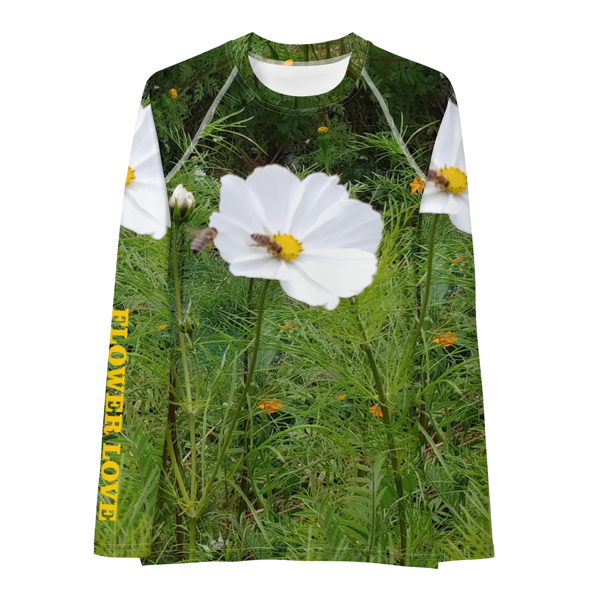 The FLOWER LOVE Collection - "Captivating Cosmos" Design Luxurious Women's Rash Guard, Sun Protective Clothing, Sports & Fitness Clothing
